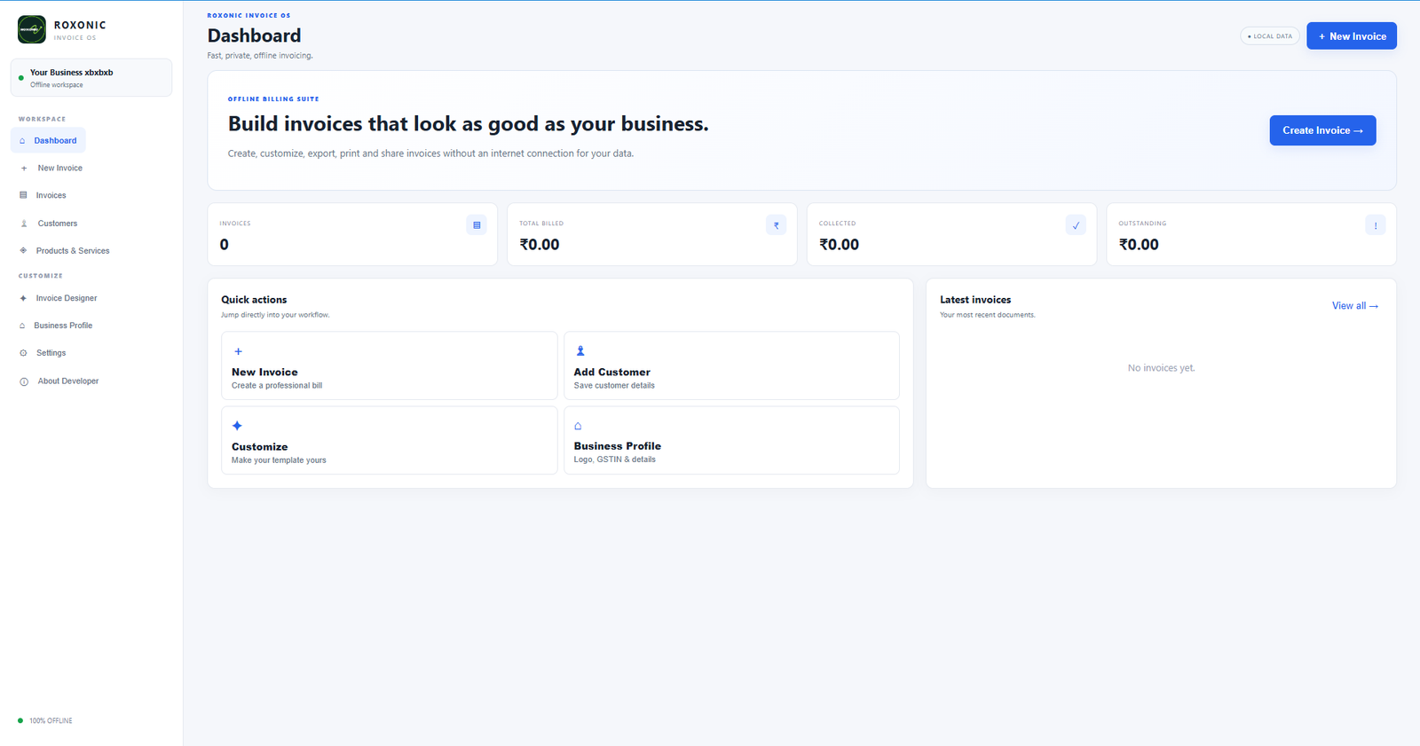 Roxonic Invoice and Billing Software Architecture — Real Enterprise Platform UI